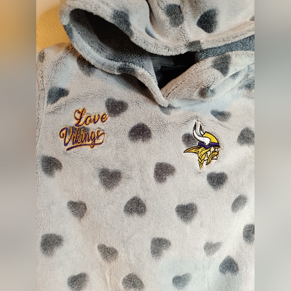 4T Minnesota Vikings Toddler Fleece Hoodie NFL Football Hearts Cottagecore Cotta